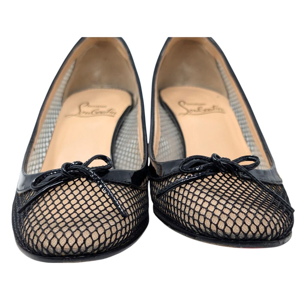 Christian Louboutin Marcia Rete Black Mesh Bow Heels Size 37 - Picture 4 of 9